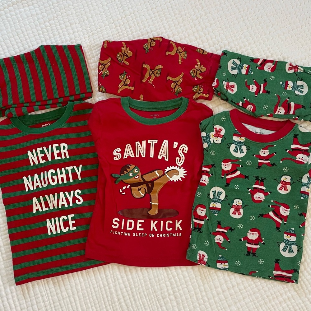 Set of 3 Boys Christmas Pajamas,  3T